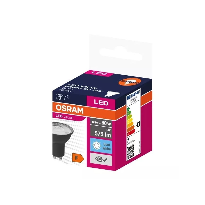 LED Žiarovka VALUE PAR16 GU10/6,9W/230V 4000K 120° čierna - Ledvance