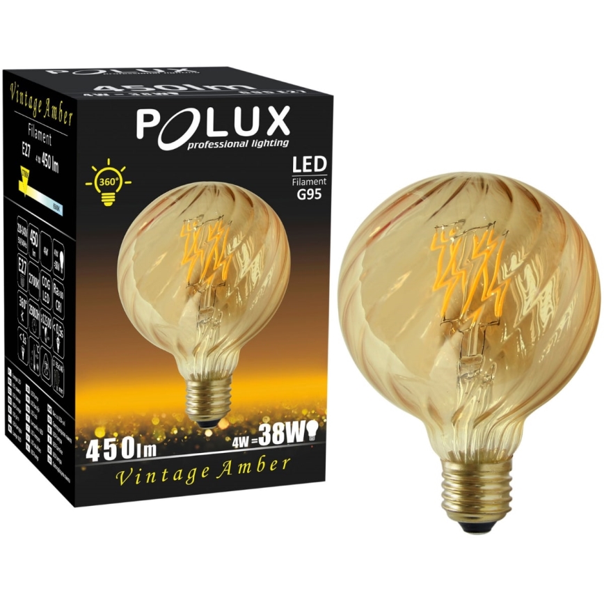 LED Žiarovka VINTAGE AMBER G95 E27/4W/230V 2700K