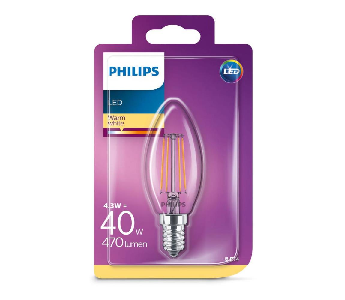 Obrázok Philips LEDClassic Filament Retro sviečka 4-40W, E14, 2700K, číra (929001258001)