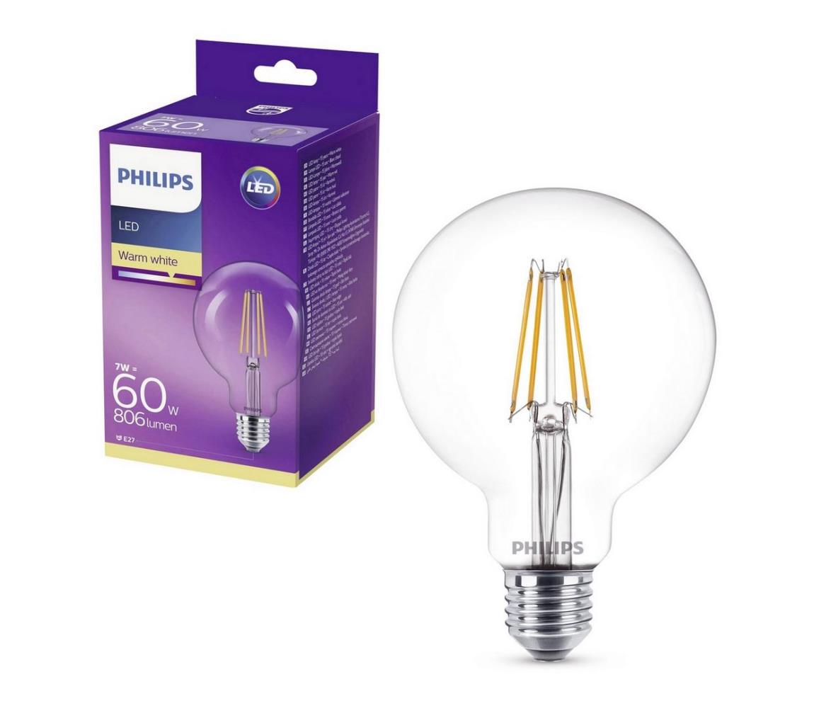 Obrázok Philips LED Classic Filament Globe Retro 6-60W, E27, 2700K, čirá (929001387901)