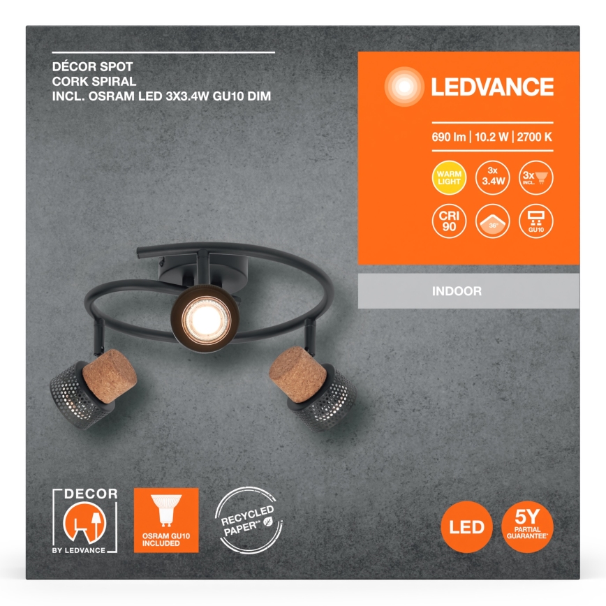 Ledvance - LED Bodové svietidlo DECOR CORK 3xGU10/3,4W/230V