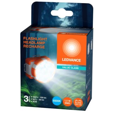 Ledvance - LED Nabíjacia čelovka FLASHLIGHT LED/1,5W/5V 1200mAh