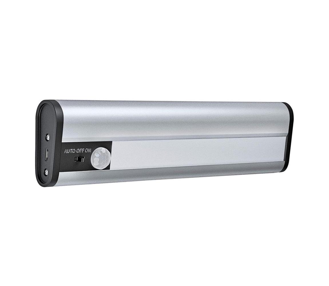 Obrázok LED podhľadové svetlo s PIR senzorom LEDVANCE Linear LED Mobile USB L 4058075260436, 1 W, 20 cm, neutrálne biela, strieborná