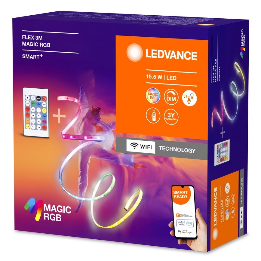 Ledvance - LED RGB Stmievateľný pásik SMART+ MAGIC FLEX 3m LED/15,5W/230V Wi-Fi + diaľkové ovládanie