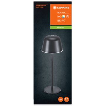 Ledvance - LED Stmievateľná vonkajšia nabíjacia lampa TABLE LED/2,5W/5V IP54 čierna