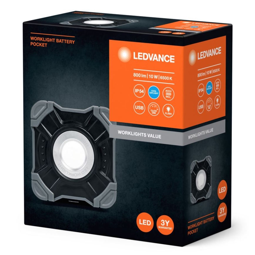 Ledvance - LED Stmievateľné pracovné svietidlo WORKLIGHT BATTERY LED/10W/5V IP54