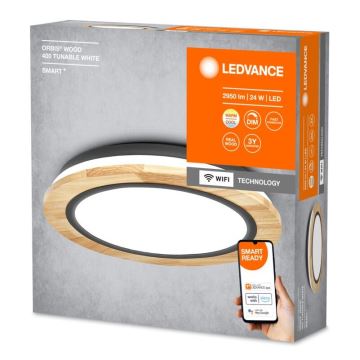 Ledvance - LED Stmievateľné stropné svietidlo SMART+ ORBIS WOOD LED/24W/230V 2700-6500K dub Wi-Fi