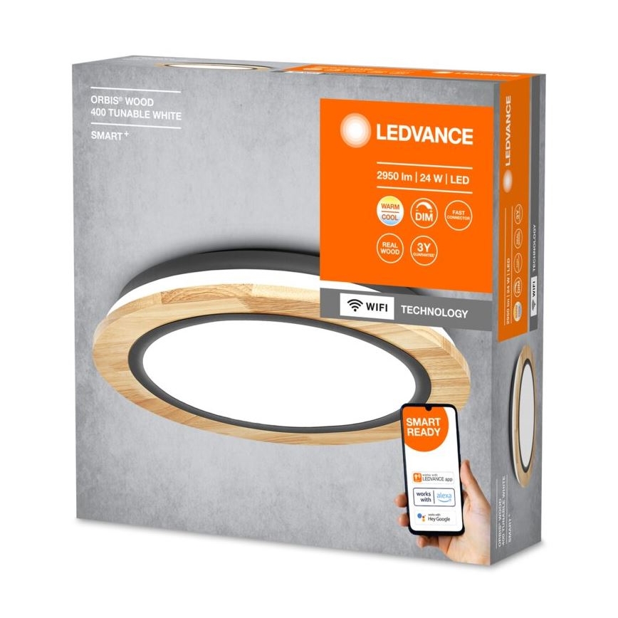 Ledvance - LED Stmievateľné stropné svietidlo SMART+ ORBIS WOOD LED/24W/230V 2700-6500K dub Wi-Fi