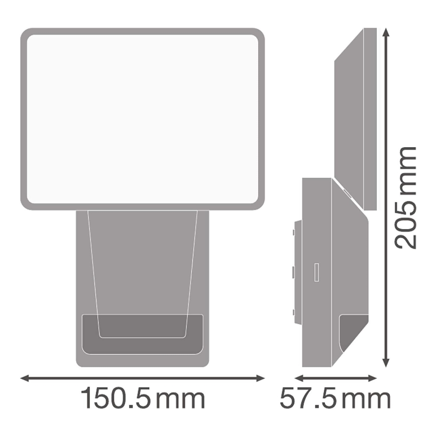 Ledvance - LED Vonkajší nástenný reflektor so senzorom FLOOD LED/15W/230V IP55