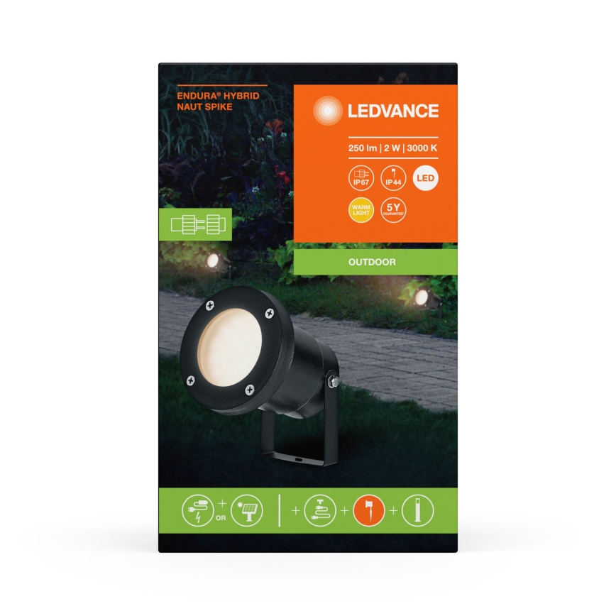 Ledvance - LED Vonkajšia lampa ENDURA HYBRID NAUT SPIKE LED/2W/12V IP44