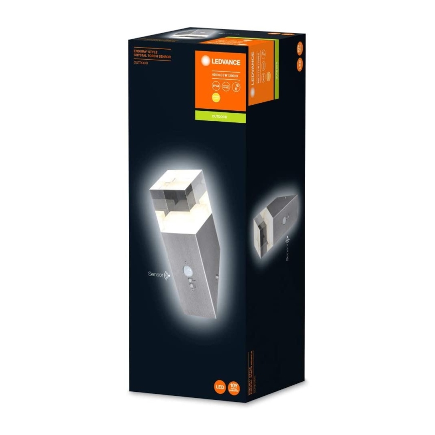 Ledvance - LED Vonkajšie nástenné svietidlo so senzorom CRYSTAL 1xLED/5W/230V IP44