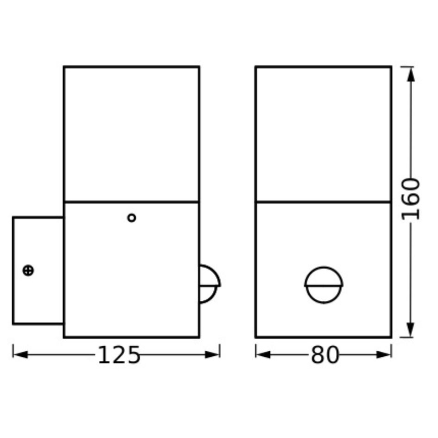 Ledvance - Vonkajšie nástenné svietidlo so senzorom FIGO SQUARE 1xE27/20W/230V