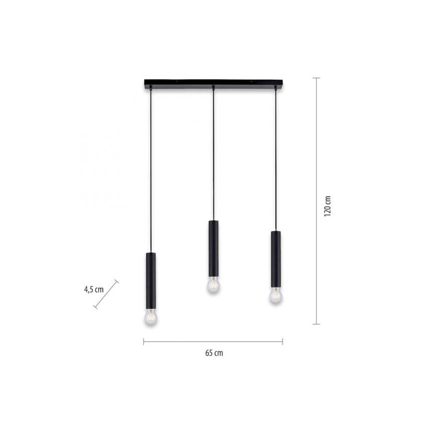 Leuchten Direkt 15618-18 - Luster na lanku BRUNA 3xE27/60W/230V čierna