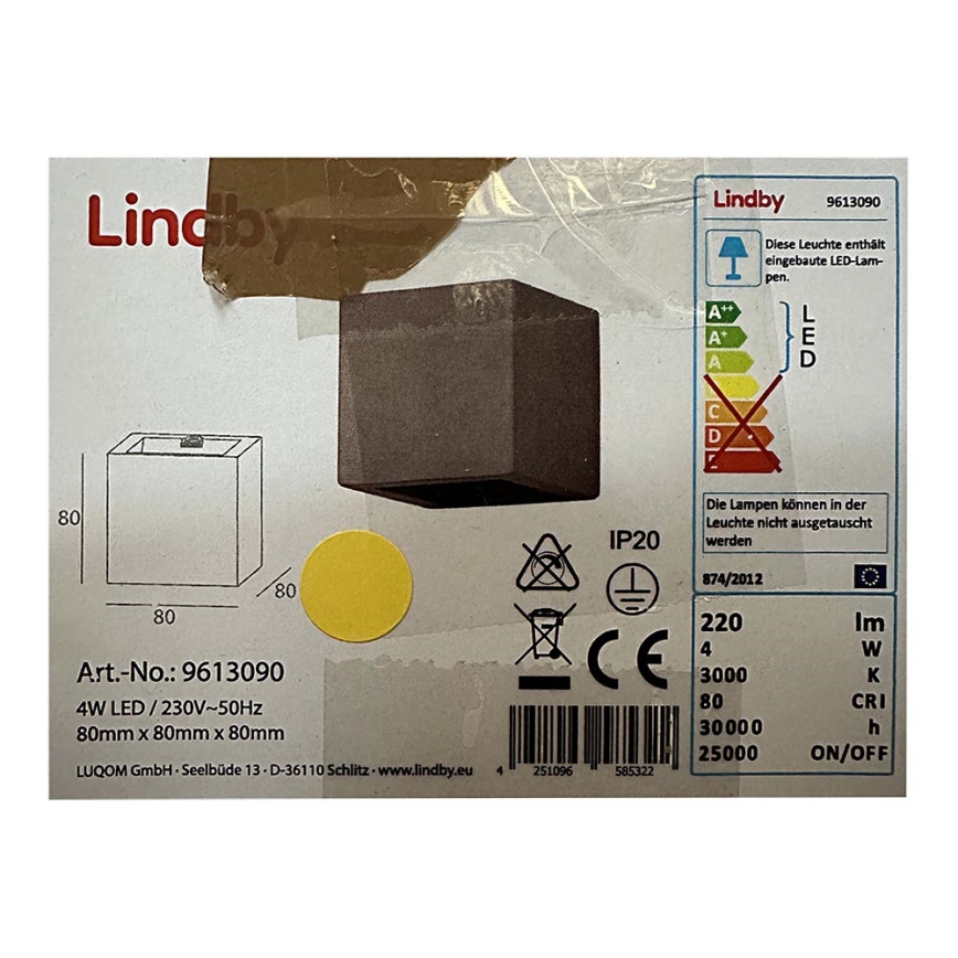 Lindby - LED Nástenné svietidlo QUASO LED/4W/230V