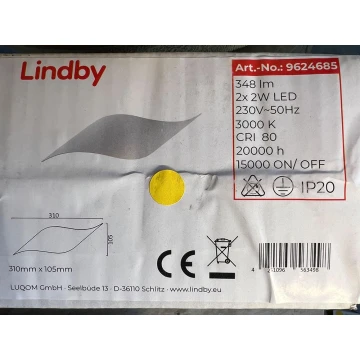 Lindby - LED Nástenné svietidlo SALKA 2xLED/2W/230V