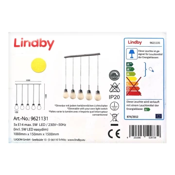 Lindby - LED Stmievateľný luster na lanku BADO 5xLED/5W/230V
