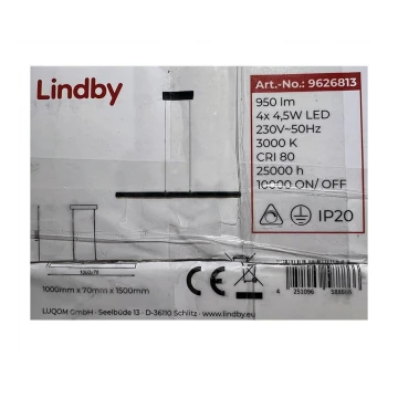 Lindby - LED Stmievateľný luster na lanku SOLVINA 4xLED/4,5W/230V