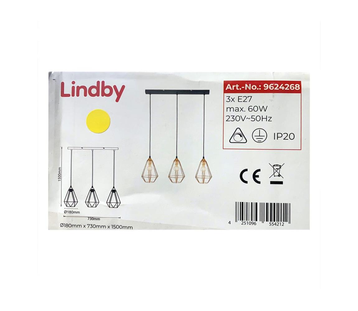 Lindby Lindby - Luster na lanku ELDA 3xE27/60W/230V 