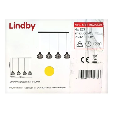 Lindby - Luster na lanku FRANCES 4xE27/60W/230V