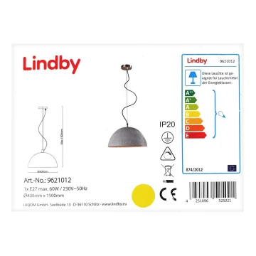 Lindby - Luster na lanku JELIN 1xE27/60W/230V