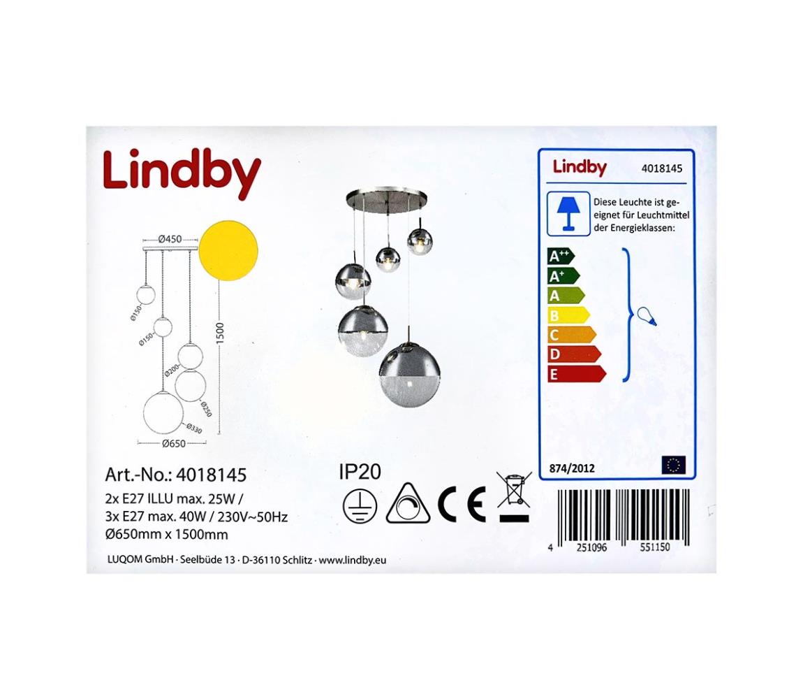 Lindby Lindby - Luster na lanku RAVENA 3xE27/40W/230V + 2xE27/25W/230V 