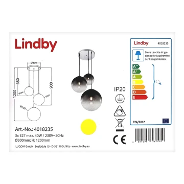 Lindby - Luster na lanku ROBYN 3xE27/40W/230V