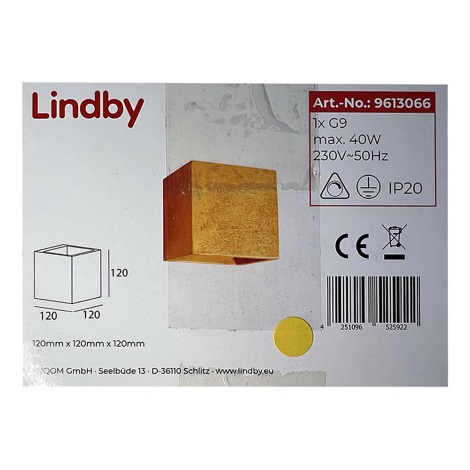 Lindby - Nástenné svietidlo YADE 1xG9/20W/230V