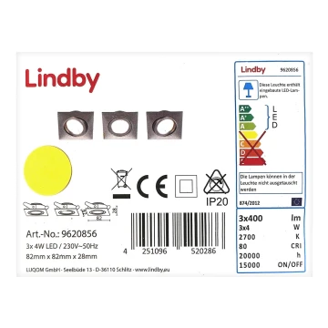 Lindby - SADA 3x LED Podhľadové svietidlo ANDREJ LED/4W/230V