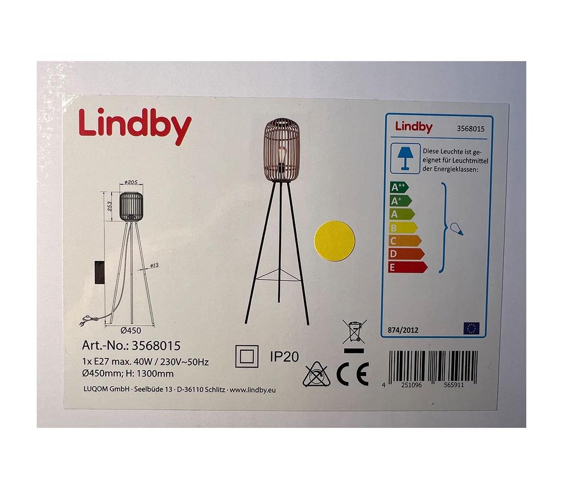 Lindby Lindby - Stojacia lampa MARLY 1xE27/40W/230V 