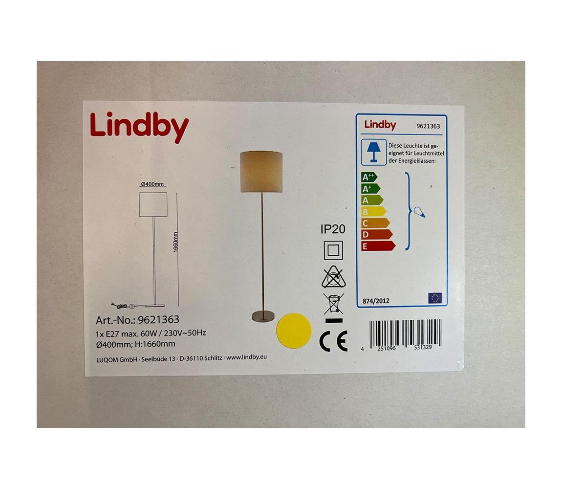 Lindby Lindby - Stojacia lampa PARSA 1xE27/60W/230V 