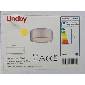 Lindby - Stropné svietidlo NICA 3xE14/40W/230V