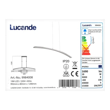 Lucande - LED Luster na lanku LORIAN LED/19W/230V