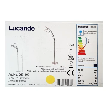 Lucande - LED Stmievateľná stojacia lampa CATRIONA 5xLED/5W/230V
