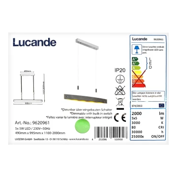 Lucande - LED Stmievateľný luster na lanku LIO 5xLED/5W/230V