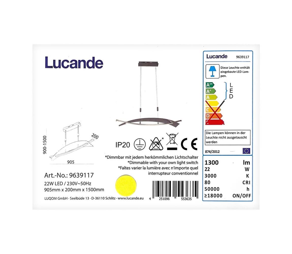 Lucande Lucande - LED Stmievateľný luster na lanku MARIJA LED/22W/230V 