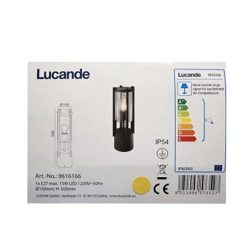 Lucande - Vonkajšia lampa BRIENNE 1xE27/15W/230V IP54