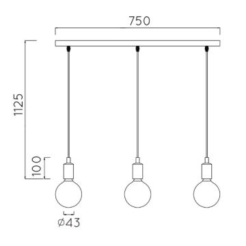 Lucide 08408/03/30 - Napájací kábel FIX MULTIPLE 3xE27/60W/230V