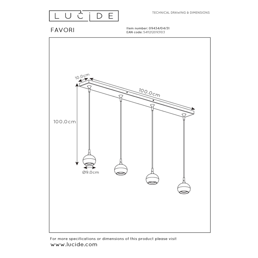 Lucide 09434/04/31 - Luster na lanku FAVORI 4xGU10/5W/230V biela