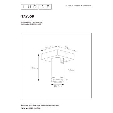 Lucide 09930/05/31 - LED Stmievateľné bodové svietidlo TAYLOR 1xGU10/5W/230V IP44