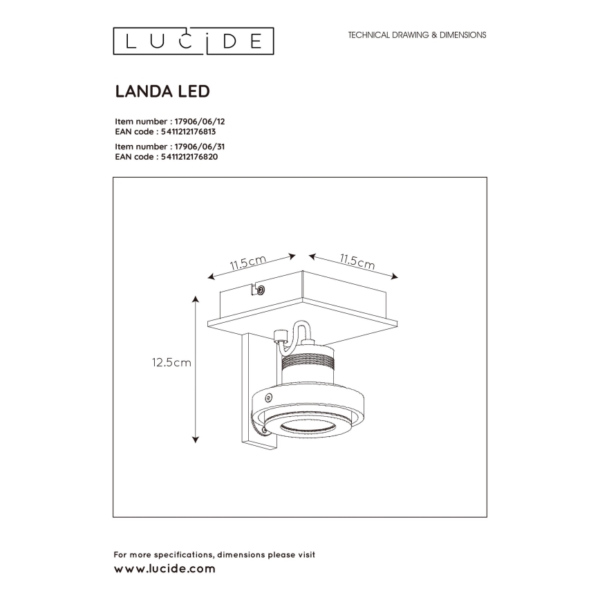 Lucide 17906/06/12 - LED Stmievateľné bodové svietidlo LANDA 1xGU10/5W/230V chróm