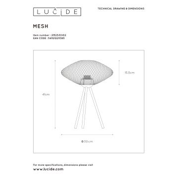 Lucide 21523/01/02 - Stolná lampa MESH 1xE27/40W/230V mosadz