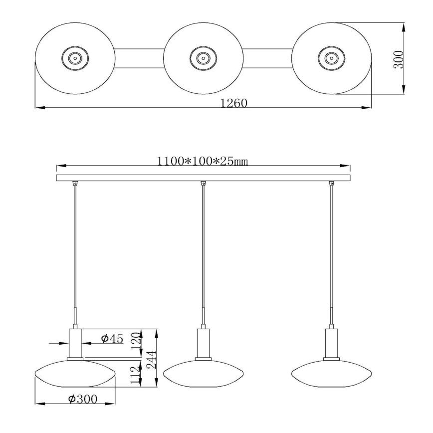 Lucide 25413/03/02 - Luster na lanku SINGALA 3xE27/60W/230V