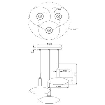 Lucide 25413/13/02 - Luster na lanku SINGALA 3xE27/60W/230V