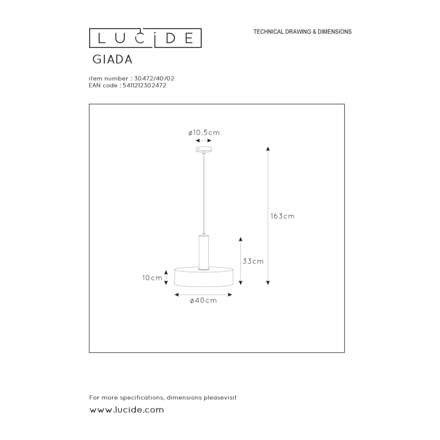 Lucide 30472/40/02 - Luster na lanku GIADA 1xE27/60W/230V