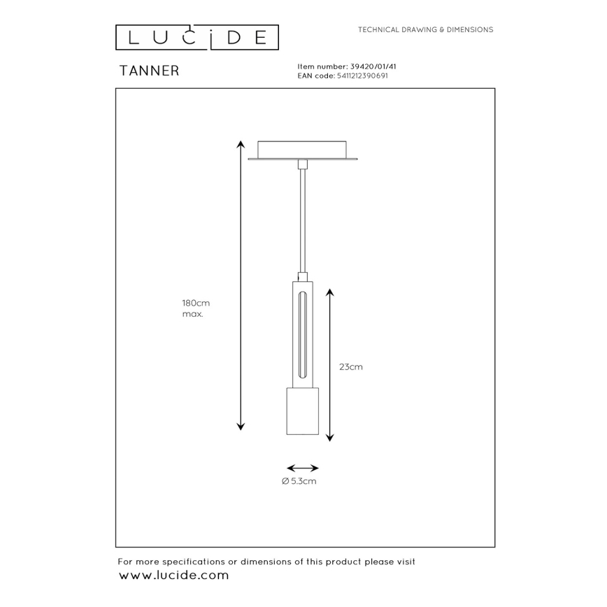 Lucide 39420/01/41 - Luster na lanku TANNER 1xE27/60W/230V