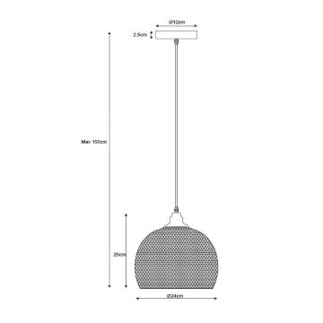 Lucide 43404/22/30 - Závesné svietidlo MESH 1xE27/60W/230V 22 cm