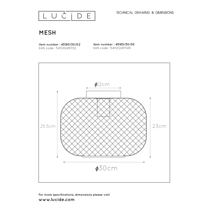 Lucide 45185/30/30 - Stropné svietidlo MESH 1xE27/40W/230V čierna