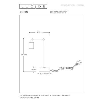 Lucide 45565/01/30 - Stolná lampa LORIN 1xE27/40W/230V čierna