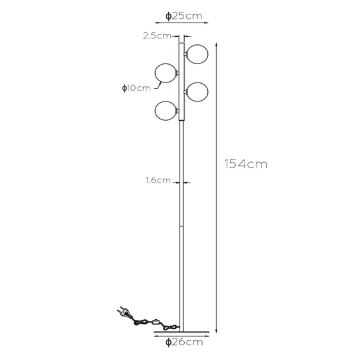 Lucide 45774/04/02 - Stojacia lampa TYCHO 4xG9/28W/230V zlatá