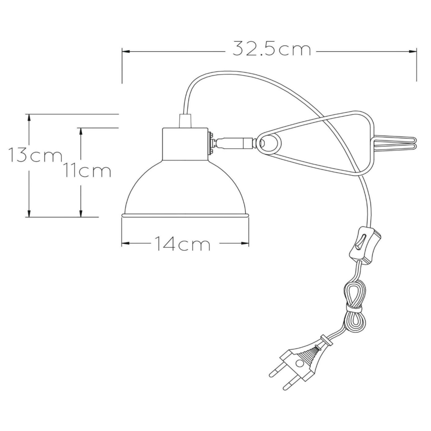 Lucide 45987/01/30 - Lampa s klipom MOYS 1xE27/40W/230V čierna